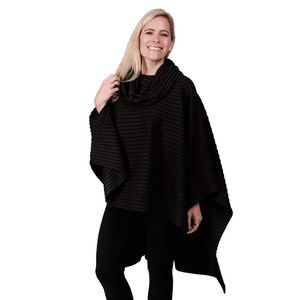Le Moda Women’s Pleated Poncho with Shawl Collar